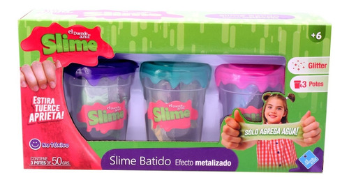 Slime Metalizado Glitter P/ Batir Y Preparar 3 Pote 50gr Ful