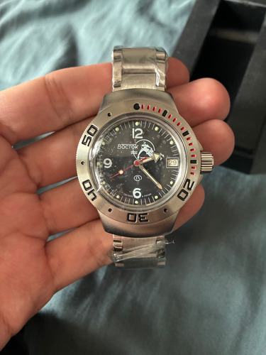 Reloj Vostok Amphibia Plateado Pla Negro