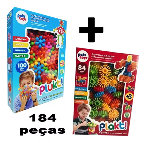 Brinquedo De Montar Encaixe Educativo Plakt Plukt Kit 184 Peças