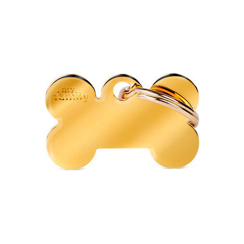 Chapita De Infor Para Perro Personalizada Hueso Dorado Chico