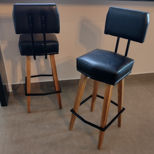 Kit 4 Banquetas Alta Com Encosto Para Cozinha Americana Bar Acabamento Da Estrutura Altura Do Assento Ao Chão 80cm Cor Preto