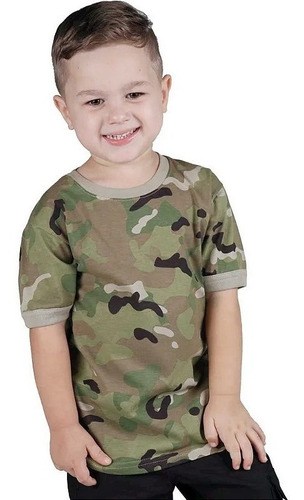 Camiseta Infantil Soldier Kids Camuflada Multicam / Bélica