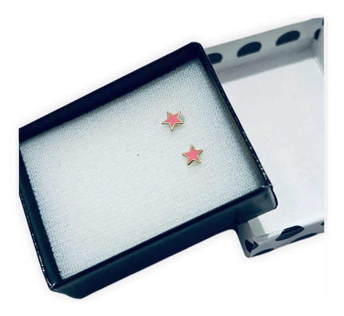 Broquel Importado De Estrella Rosa Mini Oro 10k