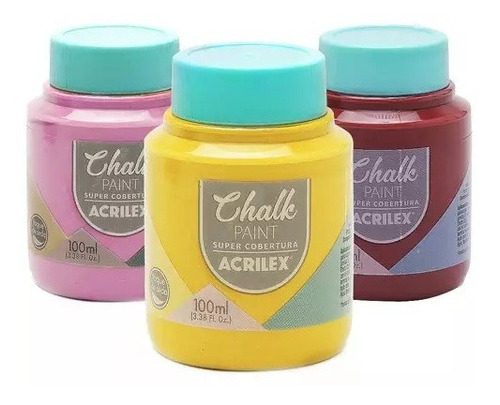 Kit 5 Tinta Chalk Paint 100ml Super Cobertura Acrilex Cor Escolher Campo Mensagem