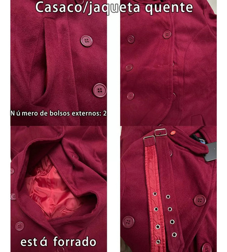 Abrigo Lana Un Solo Pecho De Color Sólido Manga Larga Mujer