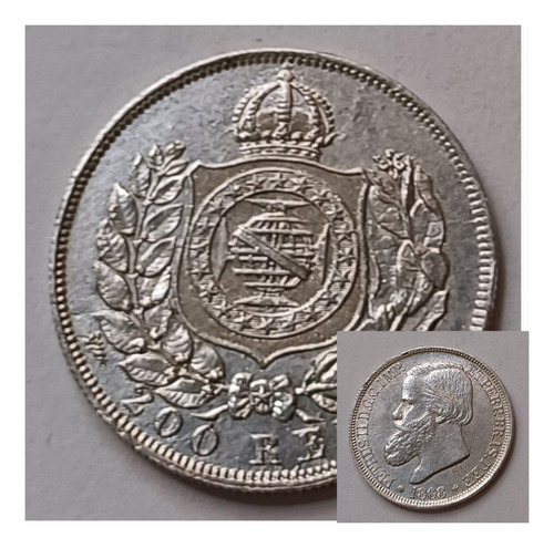 Brasil Moeda Antiga 200 Réis 1868 Prata P628 Ma044