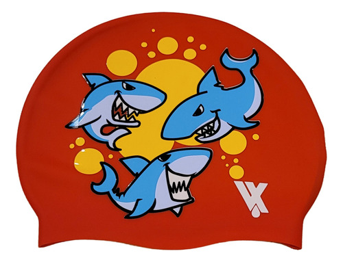 Gorra Natación Vadox Silicona Estampadas Varias Adulto Color Tiburon Rojo Diseño De La Tela Estampada Tamaño L