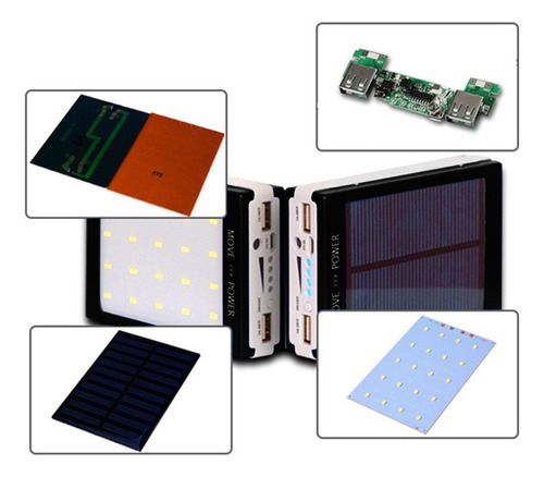 Batería Externa De Doble Usb Portátil Con Led Solar, Batería