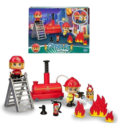 Pinypon Action Bomberos Bomba De Agua Con 2 Figuras Original