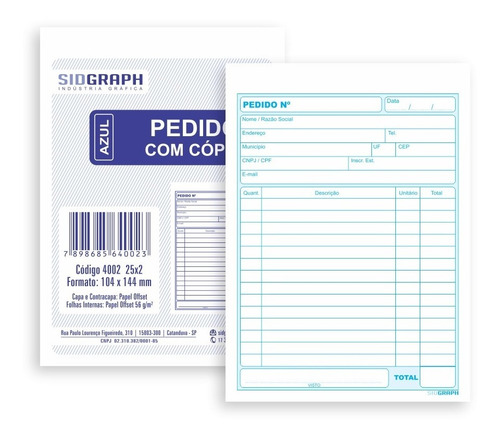 20 Blocos De Pedido Com Cópia Pequeno Sidgraph 25x2 - 4002