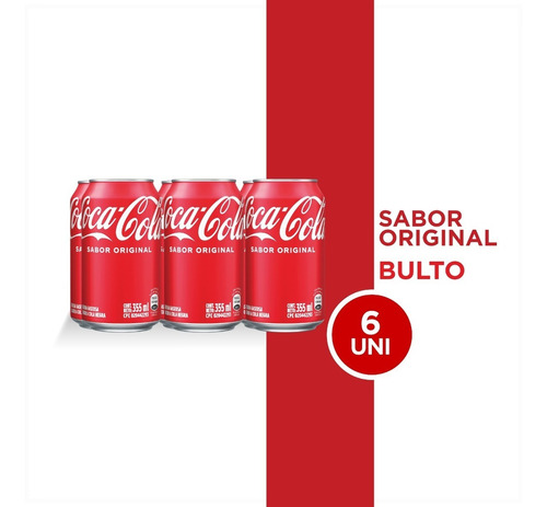 Refresco Coca - Cola Sabor Original Lata 355ml 6 Unidades.