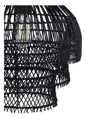 Lampara De Techo Colgante De Ratan 1 Luz Negro Mate