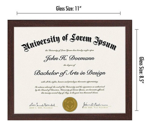 Marco De Diploma 8.5x11 Caoba Vidrio Resistente Impacto...