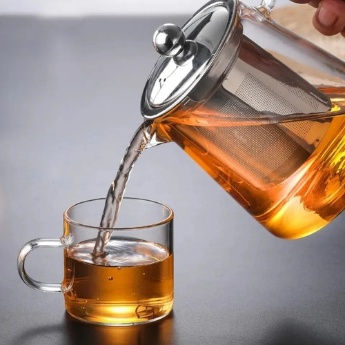Imagen 8 de 10 de Tetera Vidrio Resistente Al Fuego Con Infusor Para Té 1200ml