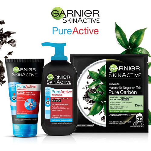 Imagen 4 de 9 de Gel Limpiador Facial 3 En 1 Carbón Pure Active Garnier 150ml