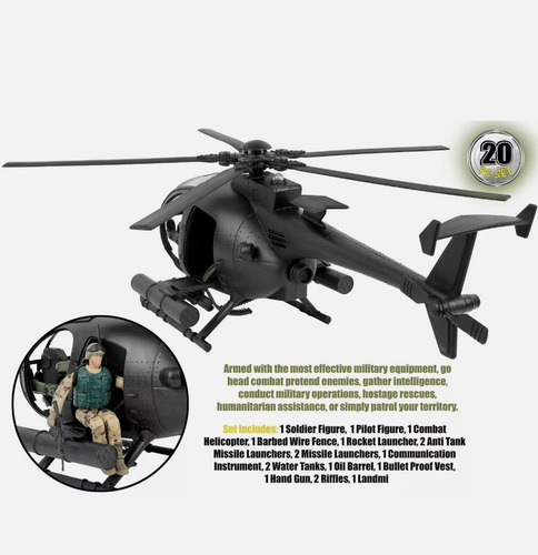 Combat Helicopter- Helicóptero Little Bird- Escala: Gi Joe