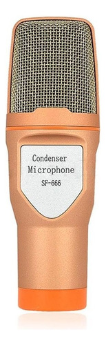 Microfone condensador semiprofissional Sf-666 Youtube Skype cor dourada