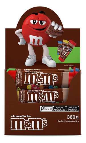 Confeito Chocolate Tubo M&ms 360g Com 12 - Mars - Presente