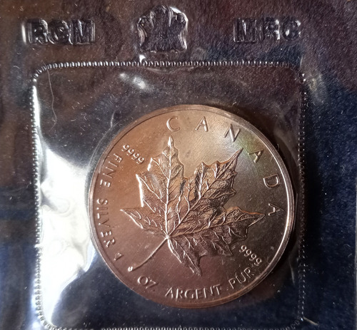 Moneda Canada 5 Dollar 1989. 1 Oz Plata 999. Blister Lp 397