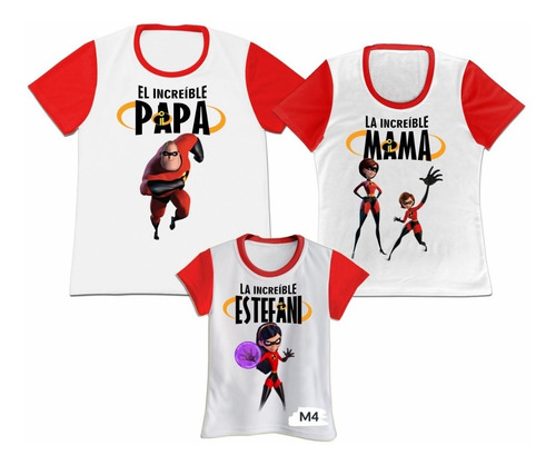 Camiseta Set 3 Familia Mama Papa Hijo Los Increibles 2
