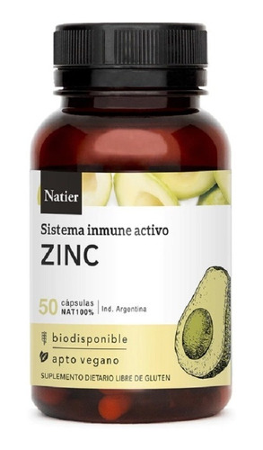 Zinc Natier X50 Capsulas Sistema Inmune Activo Apto Vegano