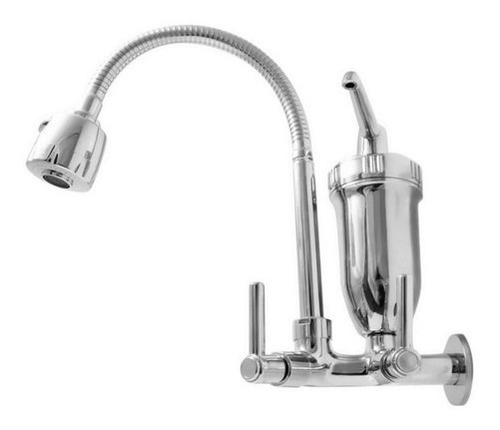 Torneira Filtro Cozinha Parede Gourmet Ducha Cromado C-72 Cor Prateado