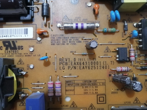 59. Fuente De Poder Eay62512401 Tv LG 32lm6200 32ls5700 (Usado)