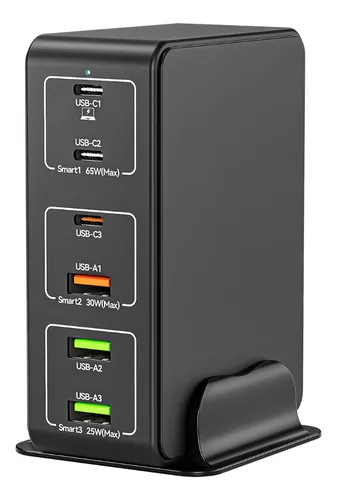 comprar Zapatilla Hub Carga Rapida 6 Puertos Usb-a Usb-c 120w 220v Color Negro