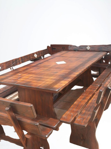 Mesa Rústica En Madera Maciza Para Barbacoa 