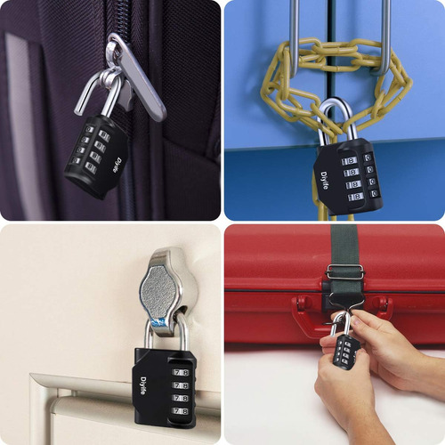 Paquete De 3 Candado De Combinación De 4 Dígitos, Cerradura