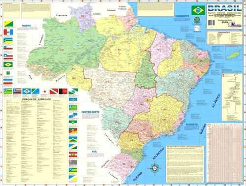 Kit Com 2 Mapas Atlas Gigantes Mundi E Brasil 1,20 X 0,90m