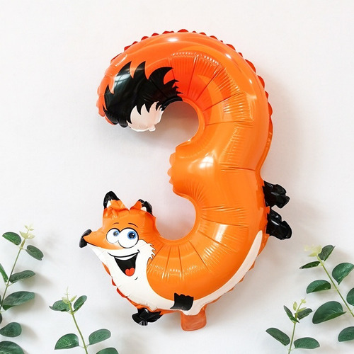 Imagen 5 de 10 de Set Globo Forma De Numero Diseño Animales 10 Numeros (todos)