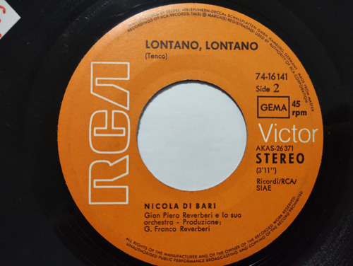 Vinilo Single De Nicola Di Bari - Lontano Lontano ( E41