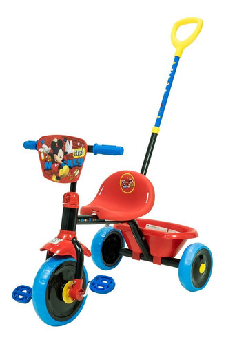 Triciclo Para Niños Disney Con Manija De Empuje Direccional Color Mickey
