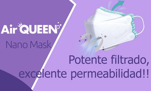 Cubrebocas Coreano Airqueen 30pz Kf94 Nanofibra Reutilizable