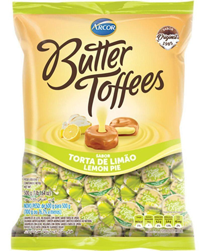 Bala Butter Toffees Torta De Limão Arcor 500g