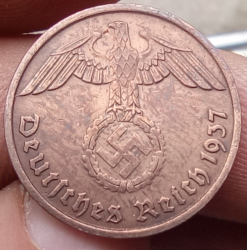 Moneda Alemania Segunda Guerra Mundial 2 Pfening 1937 D 