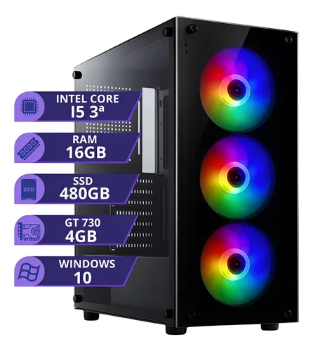 Pc Gamer Intel I5 3.2ghz Ssd 480gb 16gb Placa Vídeo 4gb 500w 16 Gb