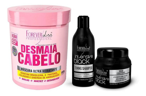 Kit Intensive Black 250gr E Desmaia Cabelo 950g Forever Liss