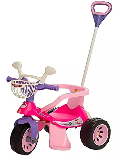 Triciclo Motoca Infantil Com Empurrador Removível - Rosa