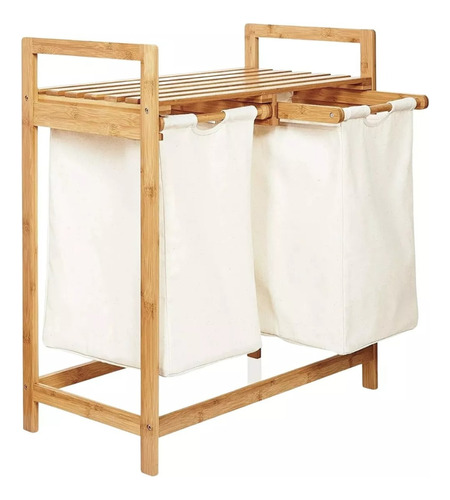  Cesta Canasto De Ropa Sucia Con Soporte De Bambu 73 Cm