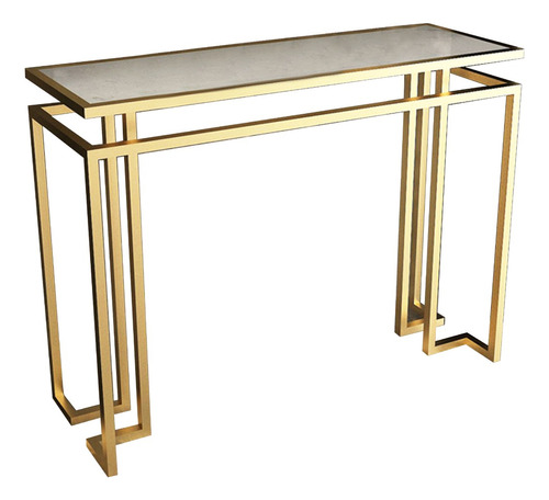 Mesa Consola Virreynal Golden - Mármol Con Base Metálica