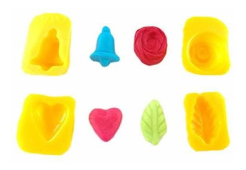 Flexible Molds - Leaf, Rose, Heart, Bell (4 Cavity) - Cream 