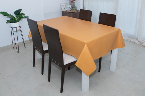 Mantel Cuerina Impermeable Cuadrado 1.40x1.40 Ecocuero Color Maiz Liso