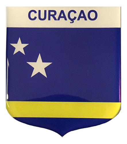 Adesivo Resinado Em Escudo Da Bandeira De Curaçao