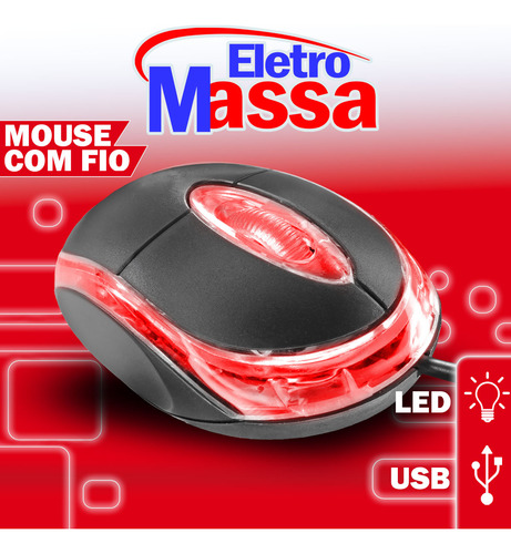 Mouse Óptico Conexão Usb Led Compatível Com Pc E Notebook