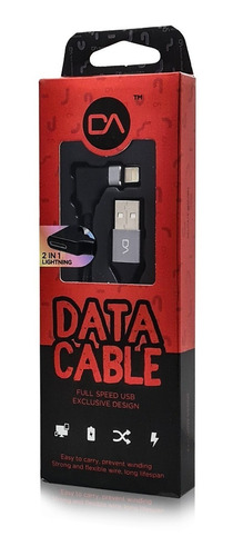 Cable Da iPhone 2en1 Lateral Negro Dt0048bk