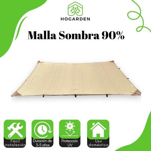 Malla Sombra 4x4 M 90% Raschel Confección Reforzada Colores
