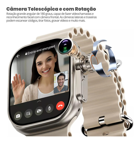 Relógio Chip Smartwatch Amoled 4g Wifi Baixa Apps Playstore Caixa Preto Black Titanium Pulseira Cinza Meia Noite Bisel Preto Black Titanium Desenho Da Pulseira Ocean