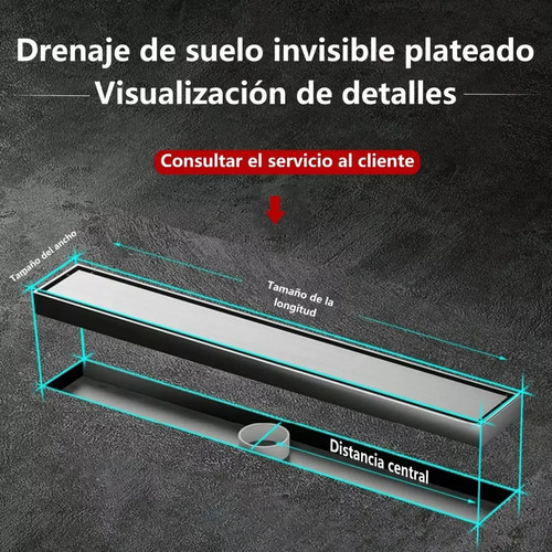 Coladera De Acero Inoxidable Invisible Desagüe Lineal 10x60